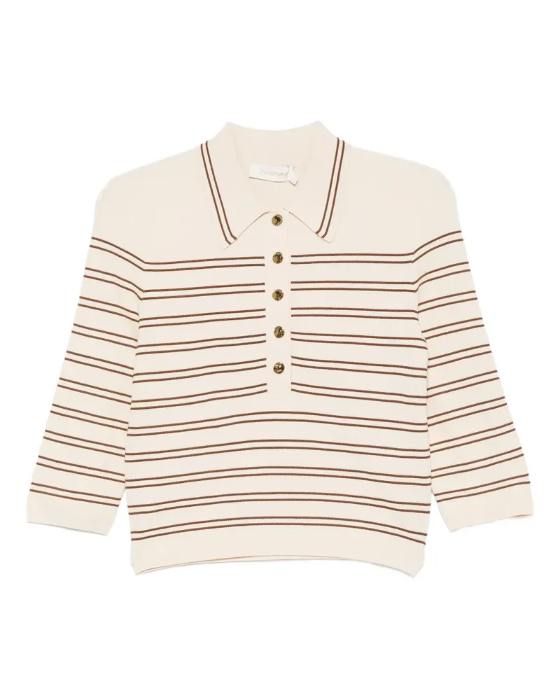 Zimmermann Gestreiftes Poloshirt - Nude Nude