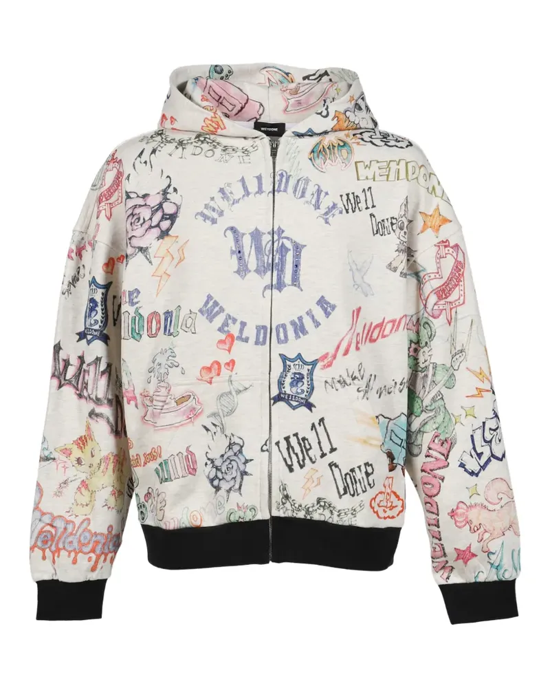 WE 11 DONE zip-up hoodie - Nude Nude