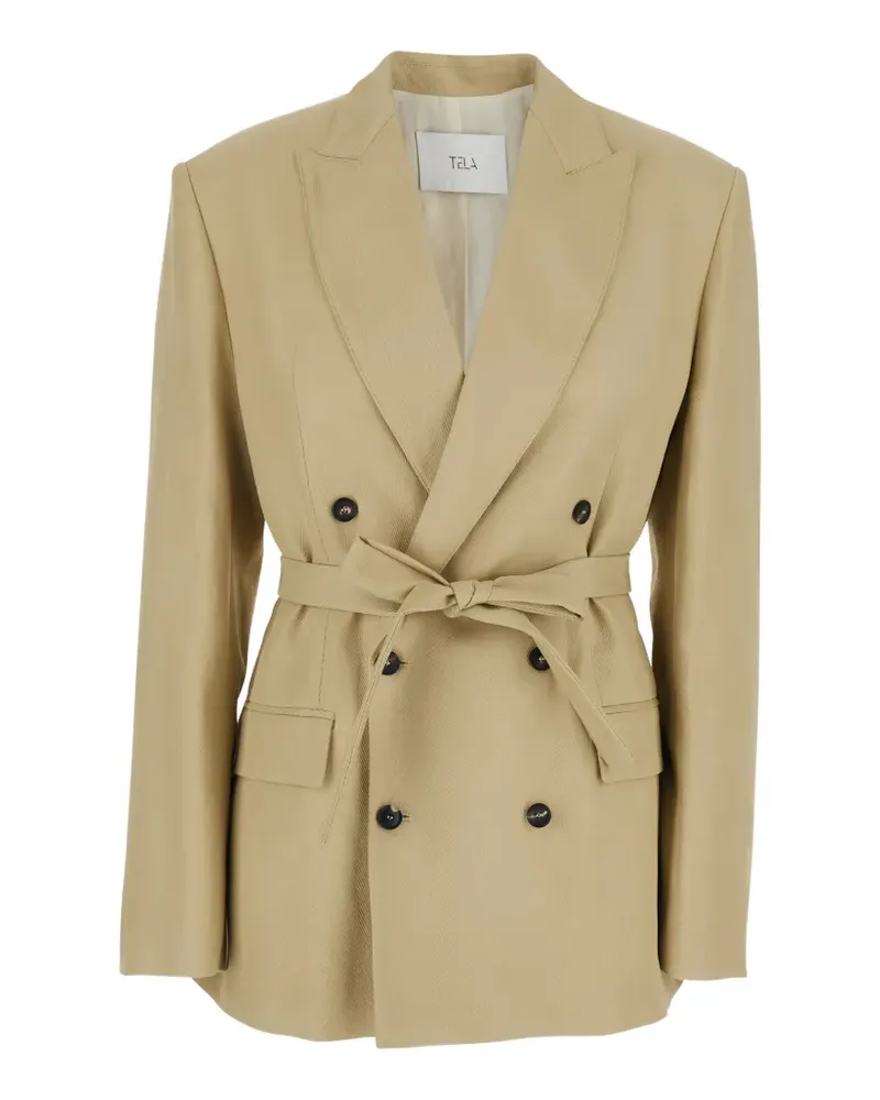 TELA Frost belted double-breasted blazer - Nude Nude