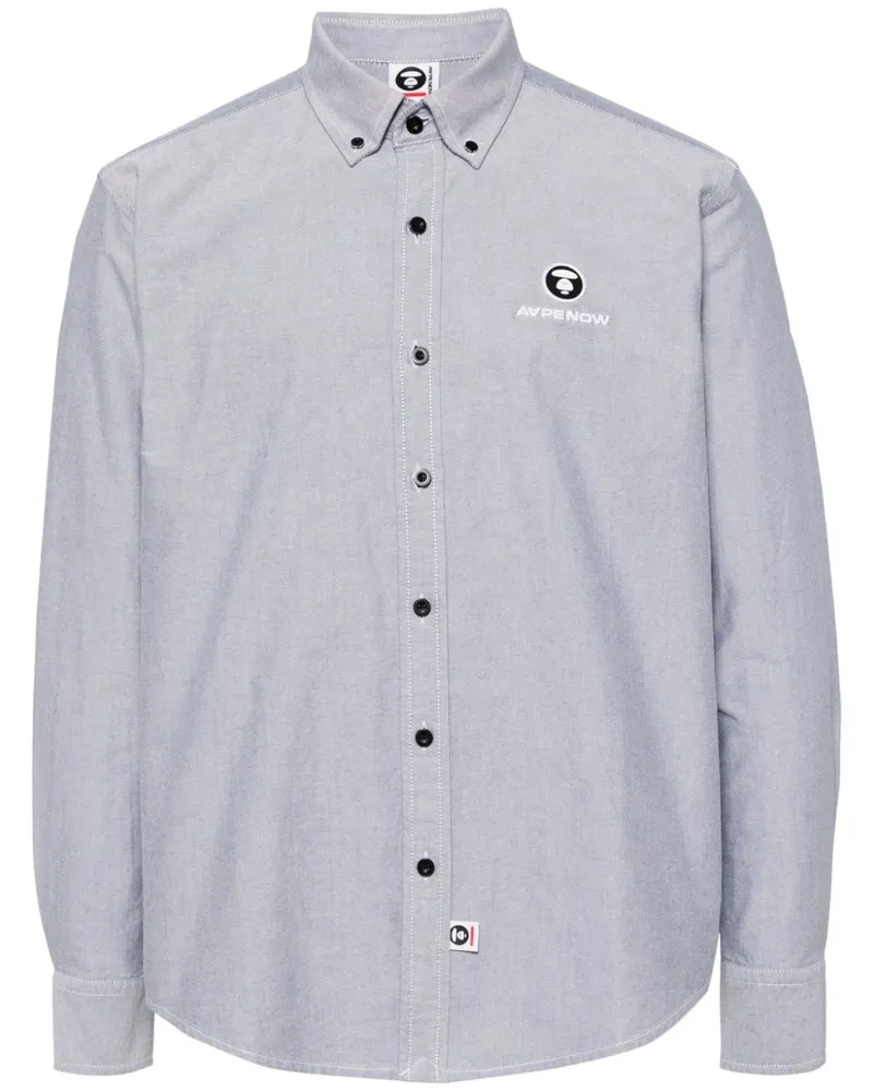 BAPE Hemd mit Logo-Patch - Grau Grau