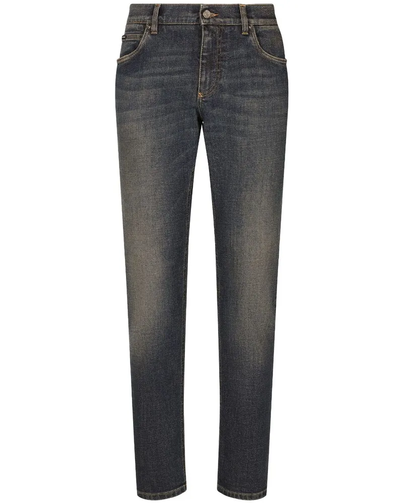 Dolce & Gabbana Slim-Fit-Jeans mit Logo-Schild Grau