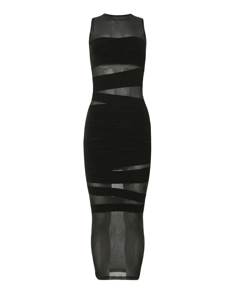 Wolford Semi-transparentes Midikleid - Schwarz Schwarz