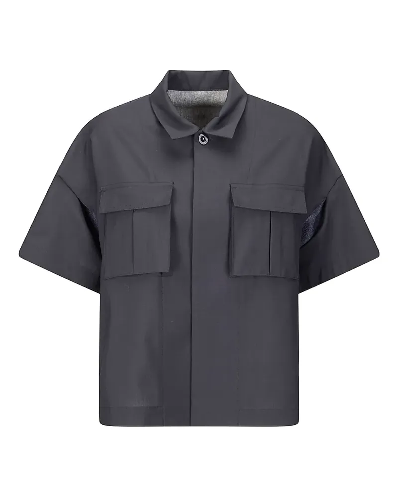 Sacai flap-pocket panelled shirt - Grau Grau
