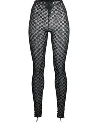 forte_forte Semi-transparente Leggings aus Spitze Schwarz