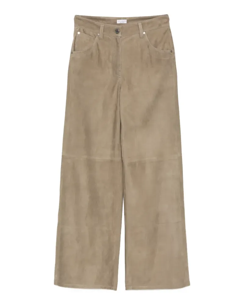 Brunello Cucinelli panelled leather trousers - Nude Nude