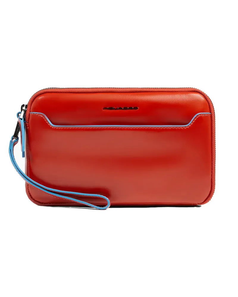 Piquadro removable strap leather clutch bag - Orange Orange