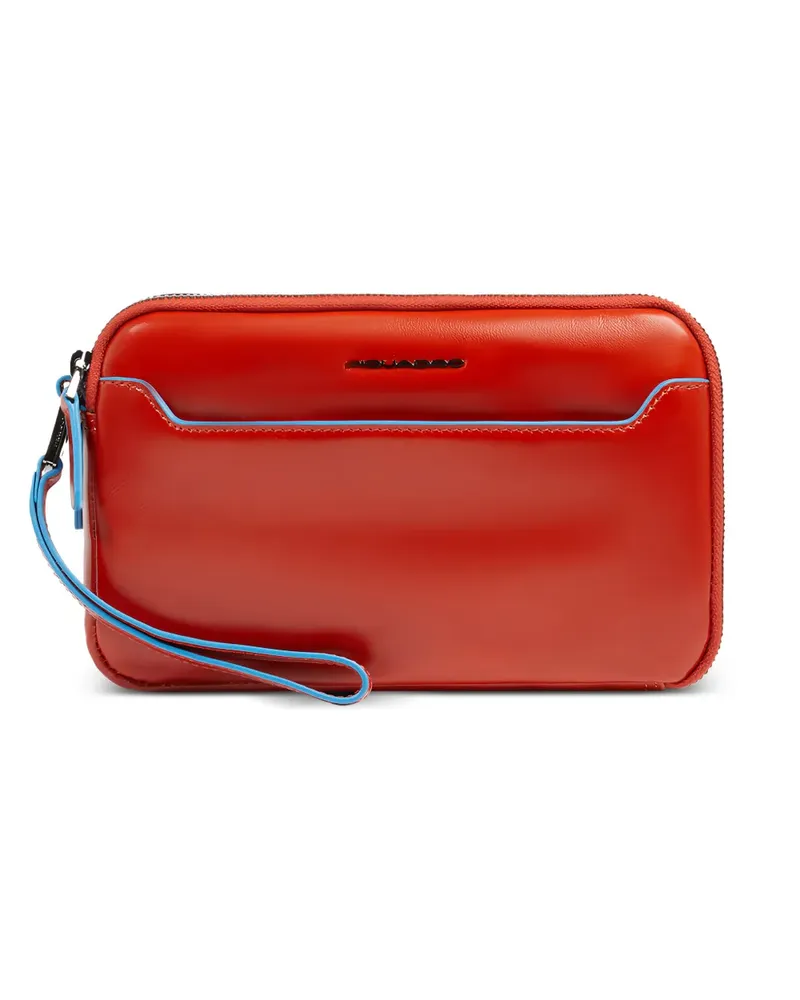 Piquadro removable strap leather clutch bag - Orange Orange