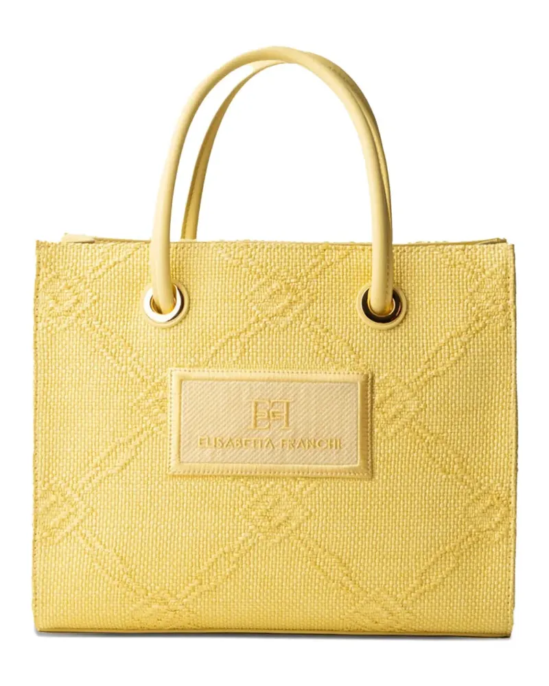 Elisabetta Franchi Kleine Tote Bag aus gewebtem Jacquard - Gelb Gelb