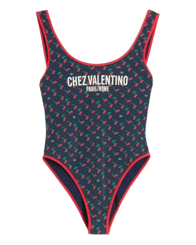 Valentino Garavani Badeanzug mit Kirschen-Print - Blau Blau