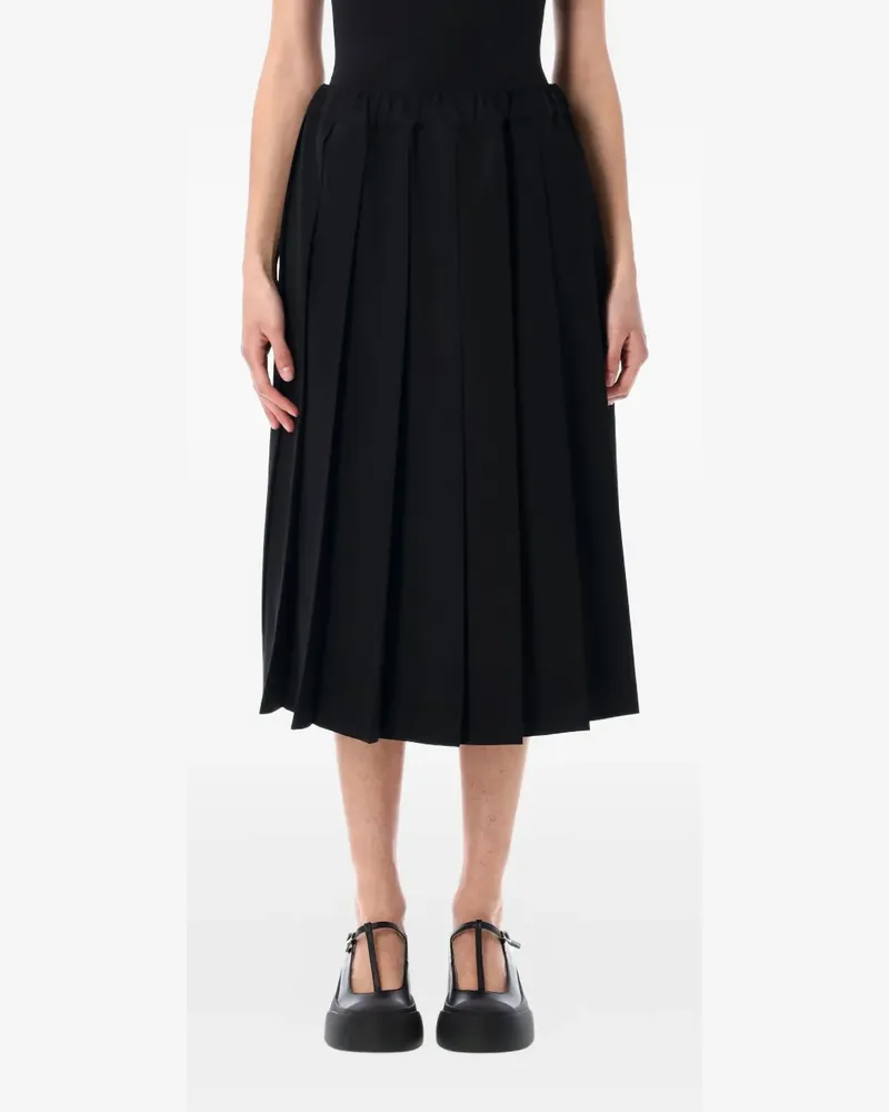 Comme des Garçons Midirock mit Falten - Schwarz Schwarz
