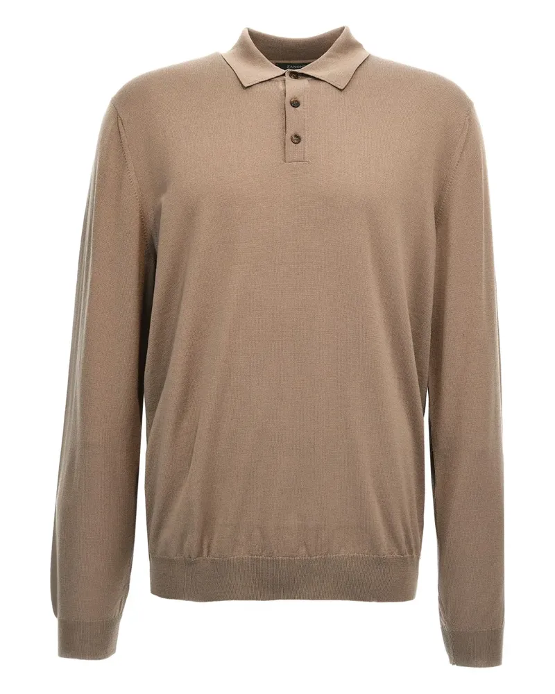 Zanone Poloshirt mit langen Manschetten - Braun Braun