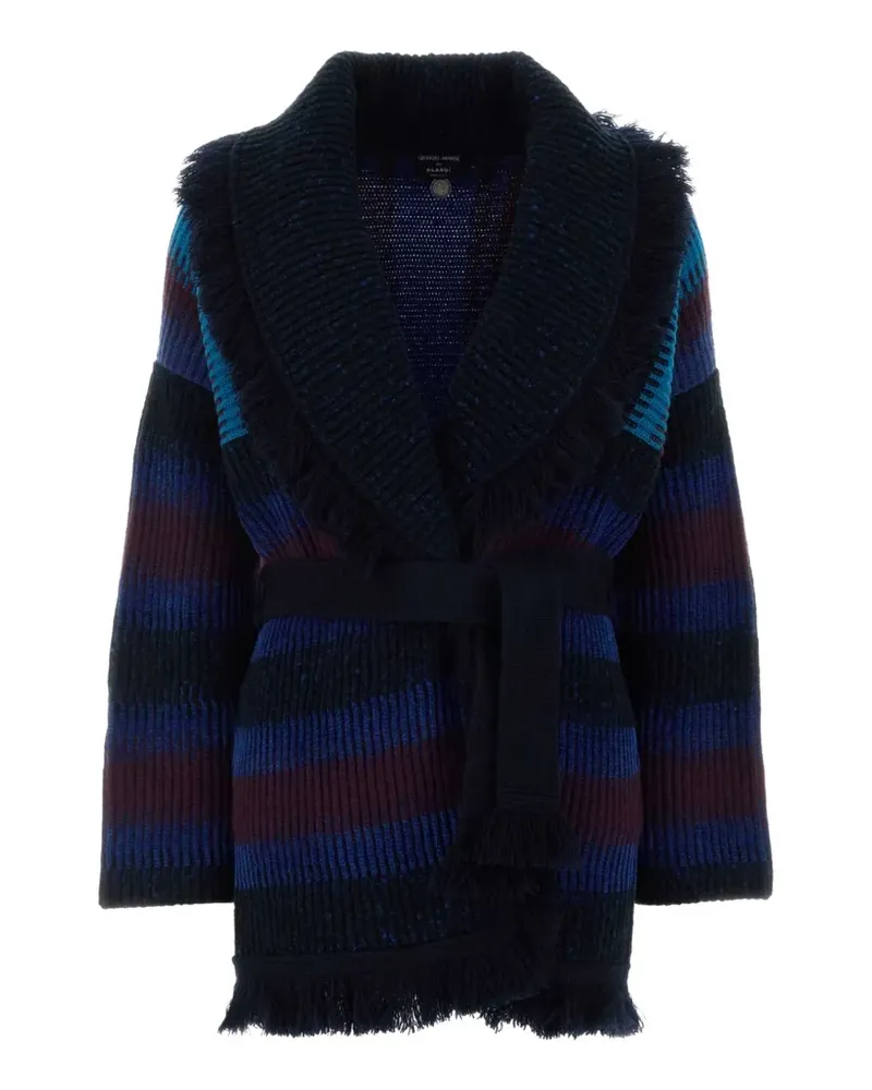 Giorgio Armani x Alanui fringe-trimmed belted cardigan - Blau Blau