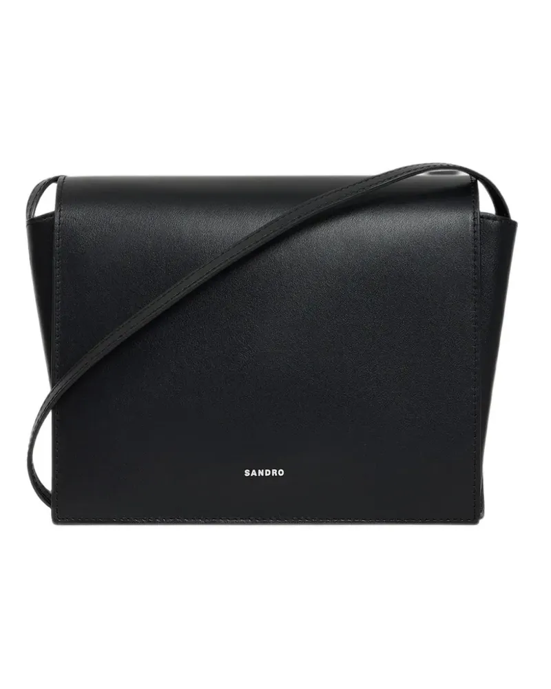 Sandro Small leather bag with logo - Schwarz Schwarz