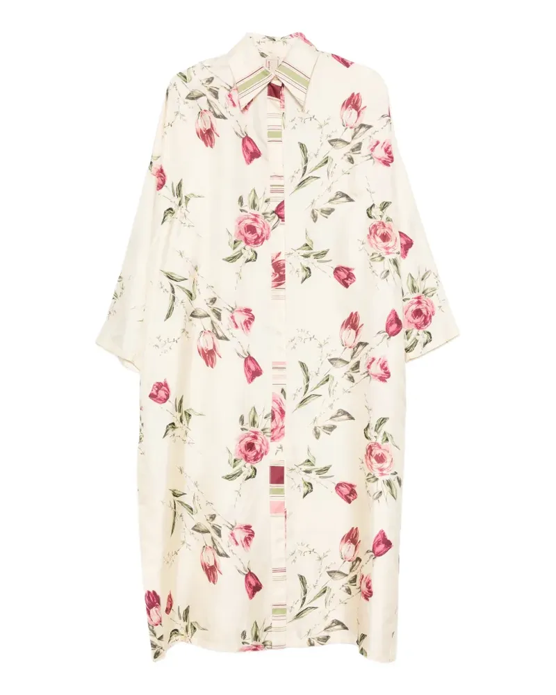 Antonio Marras floral-print shirt midi dress - Nude Nude