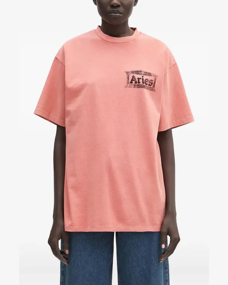 Aries T-Shirt mit Logo-Print - Rot Rot