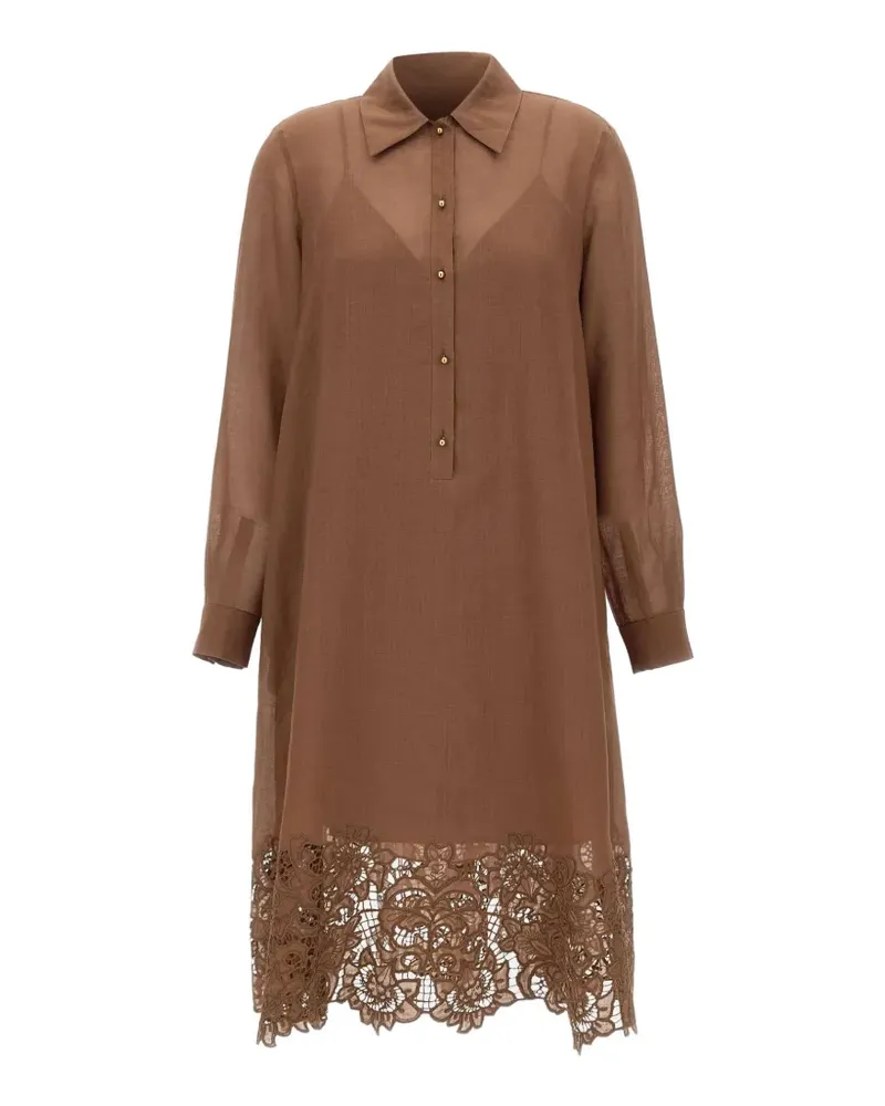 Max Mara sangallo lace ramie dress - Braun Braun