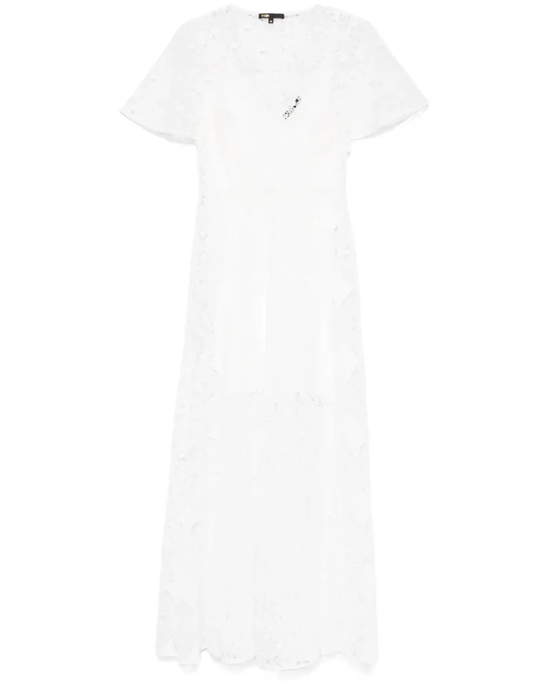 Maje Maxikleid aus Blumenspitze - Weiß Weiß