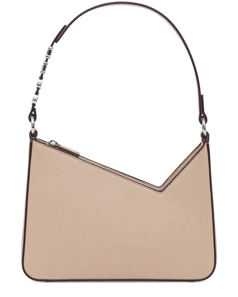 HUGO BOSS Schultertasche mit Logo-Schild - Nude Nude