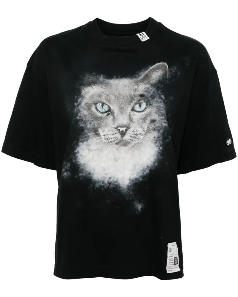 MIHARAYASUHIRO T-Shirt mit Katzen-Print Schwarz