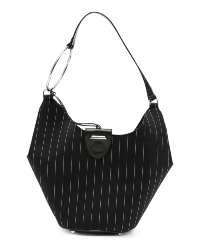 Dondup pinstripe-pattern ring-handle tote bag - Schwarz Schwarz