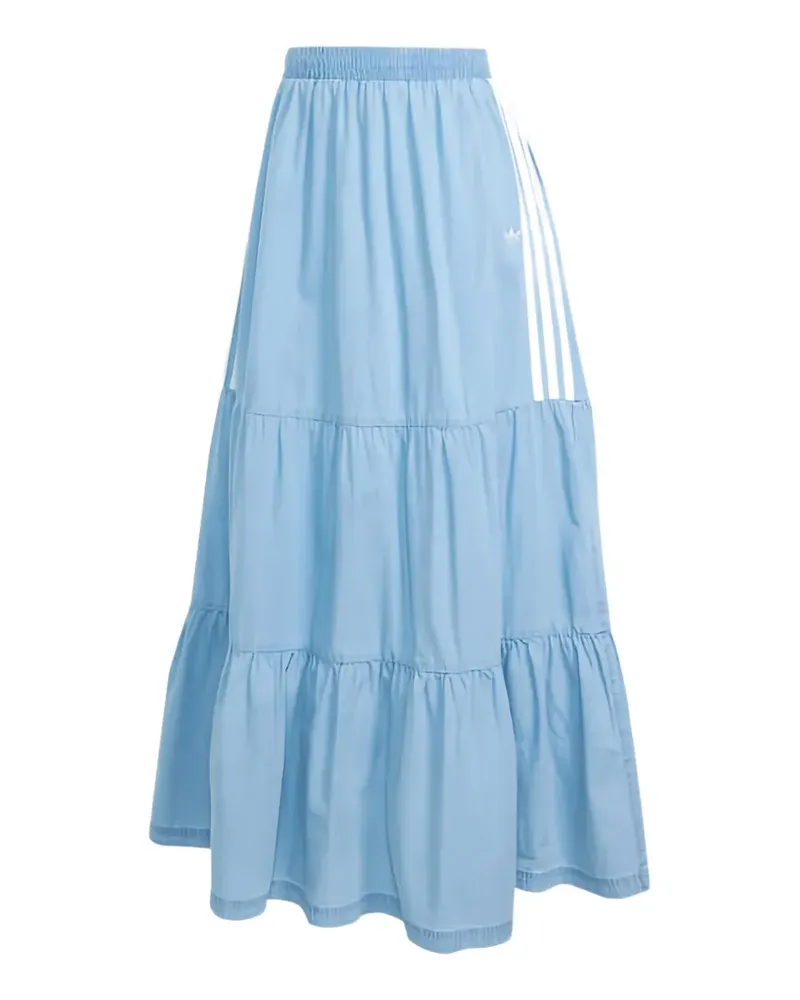 adidas Gestufter Maxirock mit Seitenstreifen - Blau Blau