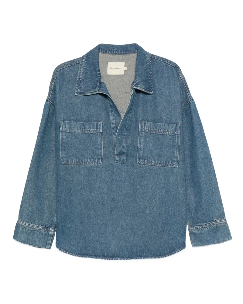 The New Society Jeanshemd mit doppelter Tasche - Blau Blau