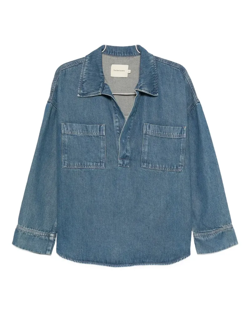 The New Society double-pocket denim shirt - Blau Blau