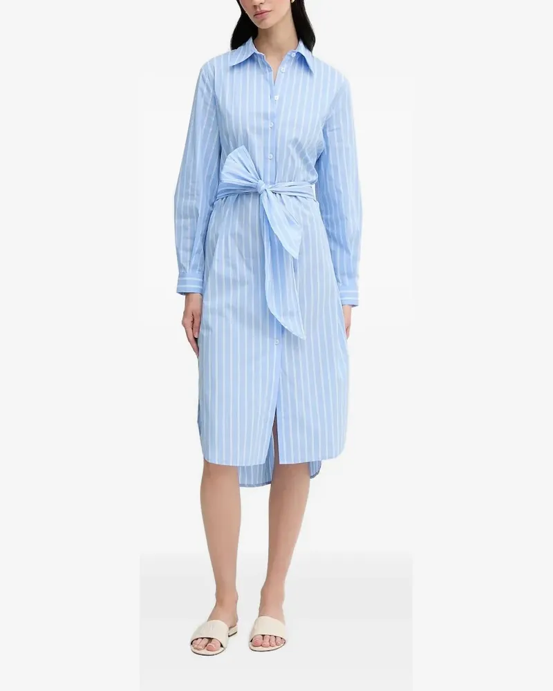 Sisley Gestreiftes Hemdkleid mit Gürtel - Blau Blau