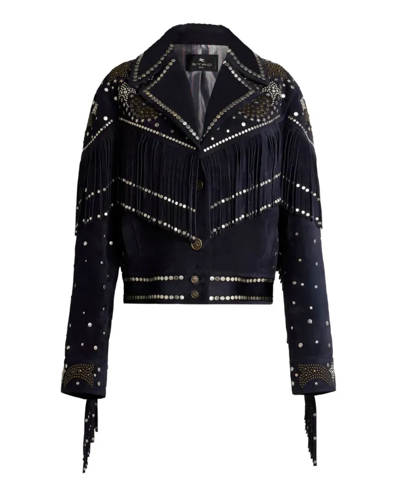 Etro Lederjacke mit Nieten - Blau Blau