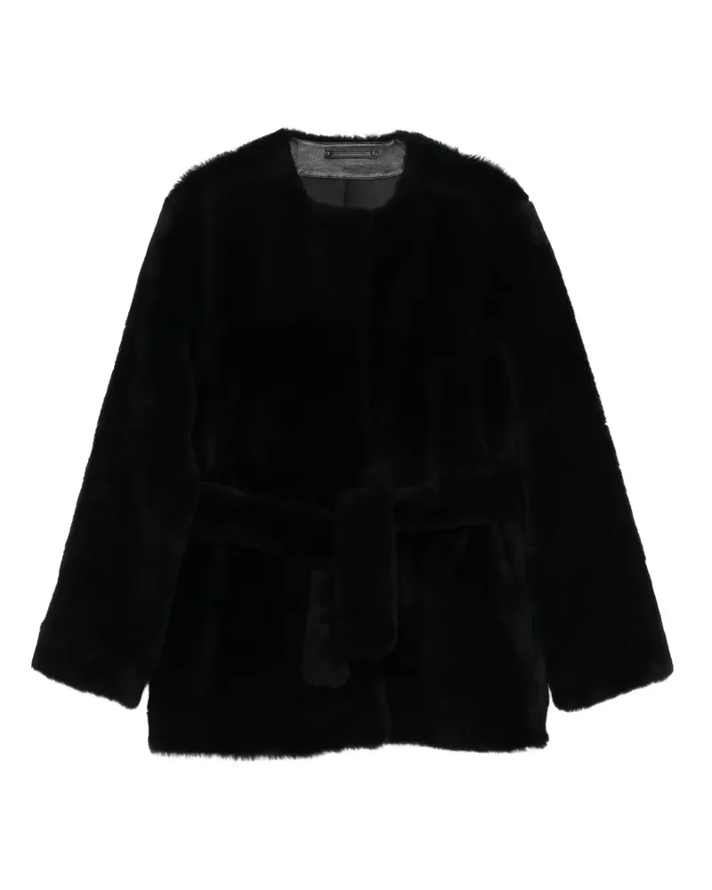Totême Shearling-Jacke mit Gürtel - Schwarz Schwarz