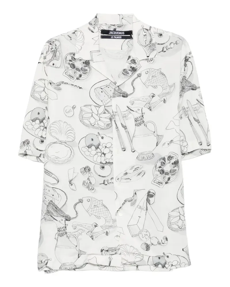 Jacquemus Kurzärmeliges Hemd mit Illustrations-Print - Weiß Weiß