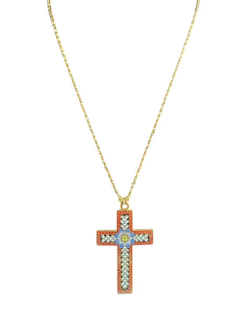 Madison enamel cross-pendant necklace - Gold Gold