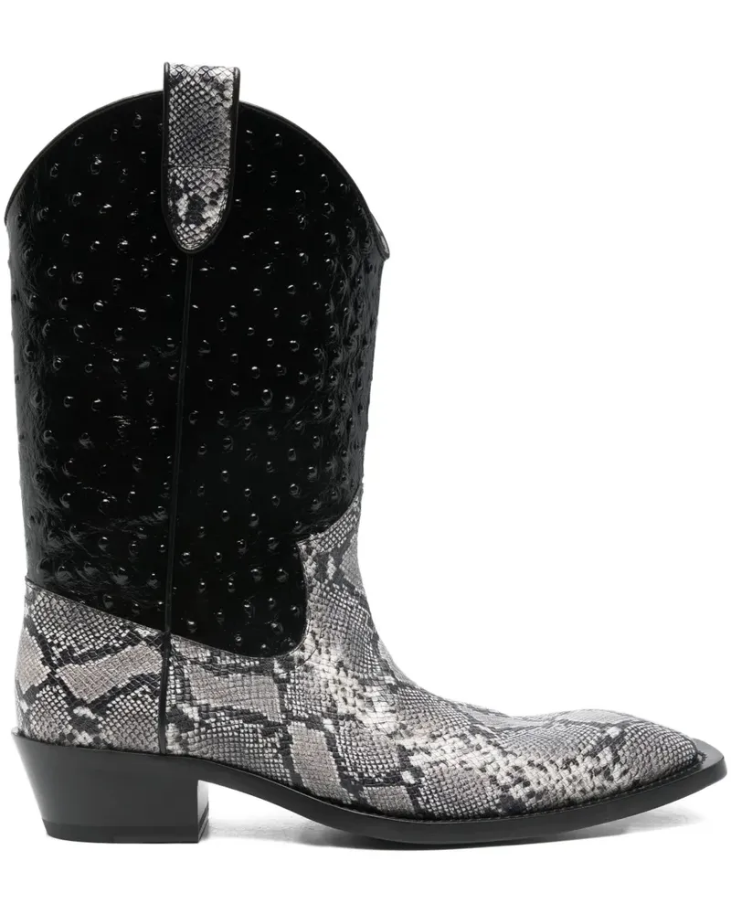 Martine Rose Cowboystiefel mit Schlangen-Effekt - Schwarz Schwarz