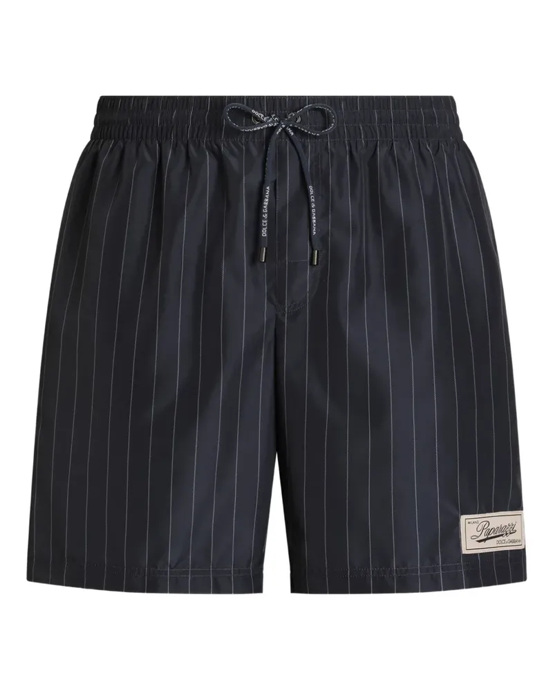 Dolce & Gabbana Gestreifte Badeshorts mit Kordelzug - Schwarz Schwarz