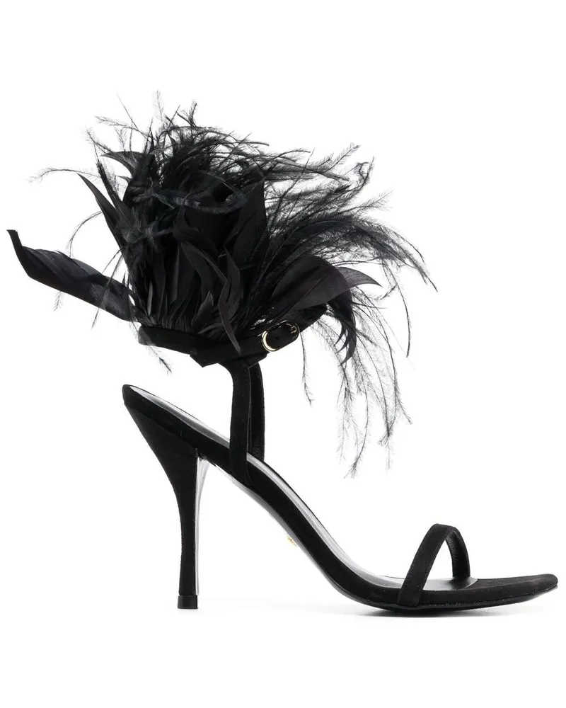Stuart Weitzman Plume 100 Sandalen mit Federn - Schwarz Schwarz