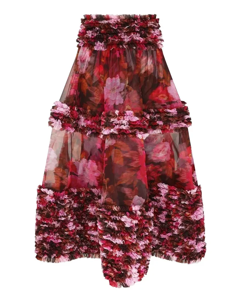 Zimmermann Luna ruffled floral midi skirt - Rot Rot