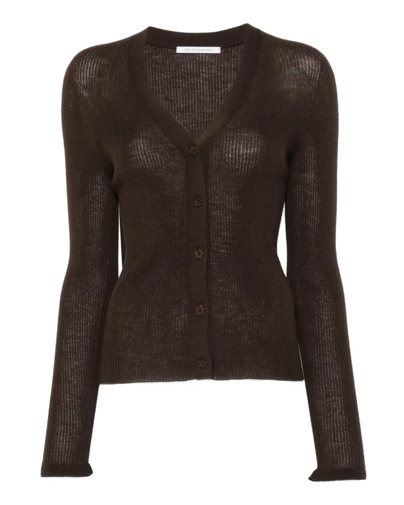 Cecilie Bahnsen Gerippter Cardigan mit V-Ausschnitt - Braun Braun