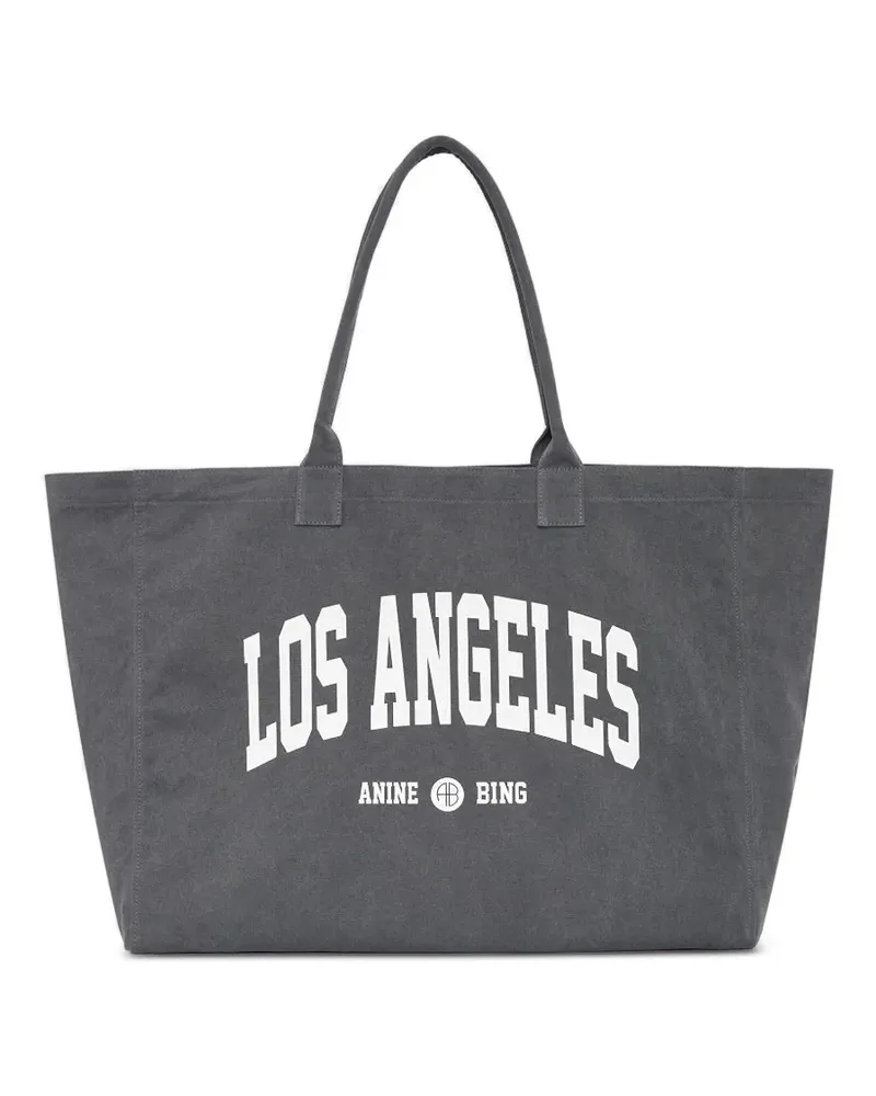 Anine Bing Los Angeles University Tote Bag aus Canvas - Grau Grau