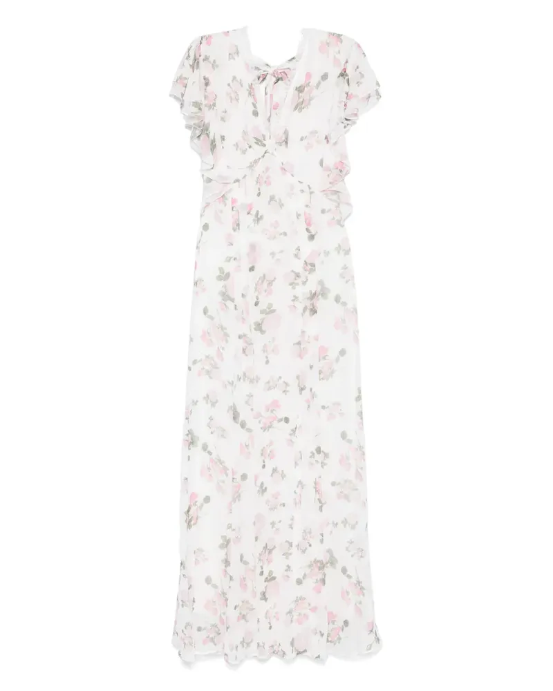 Ermanno Scervino Maxikleid mit Blumen-Print - Weiß Weiß