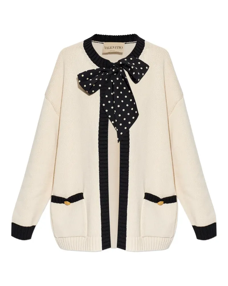 Valentino Garavani polka-dot bow-tie cardigan - Nude Nude