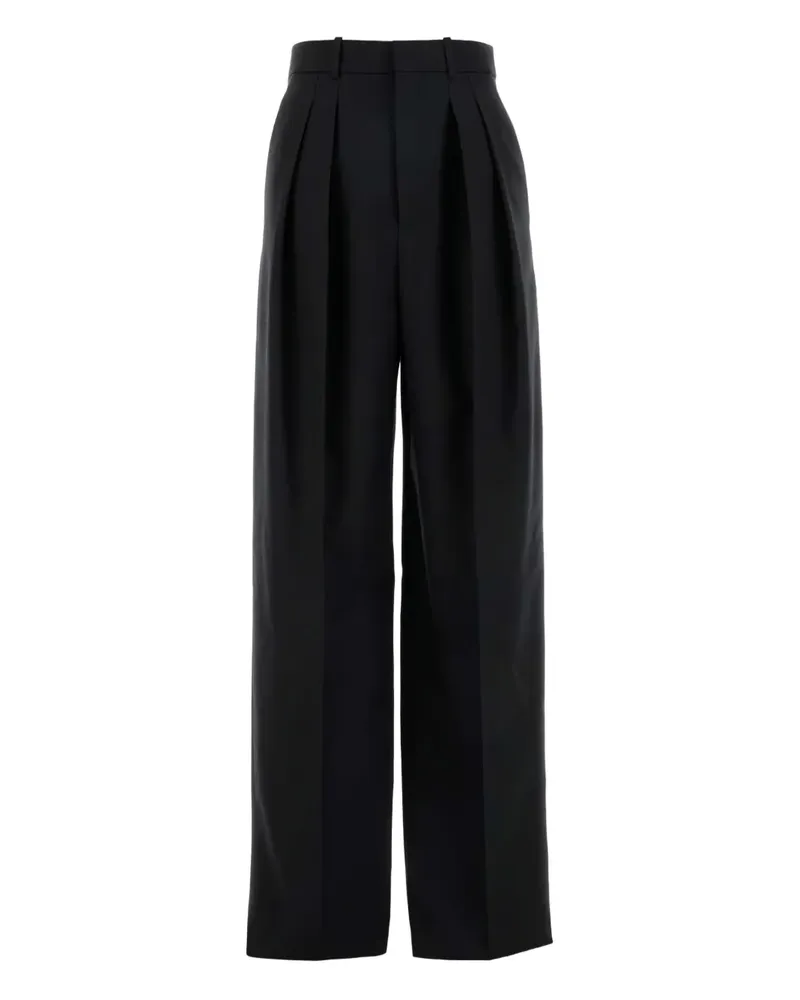Saint Laurent Wollhose mit Falten - Schwarz Schwarz