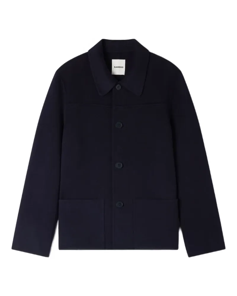 Sandro Geknöpfte Jacke mit aufgesetzten Taschen - Blau Blau