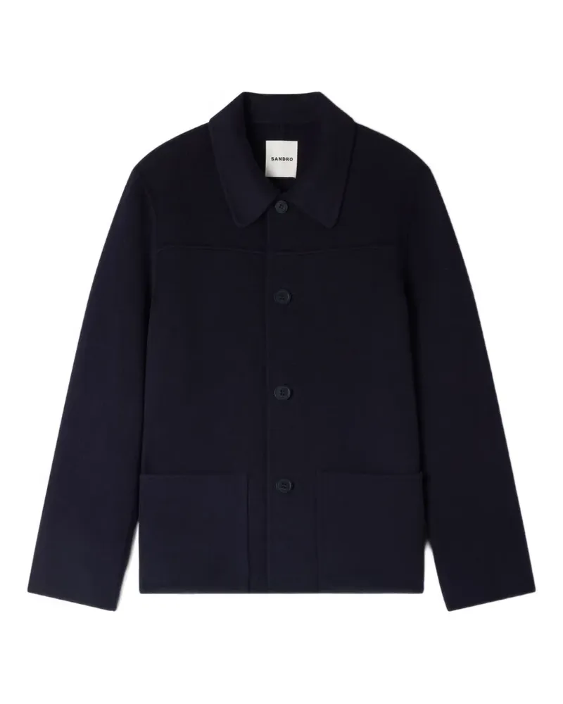 Sandro Geknöpfte Jacke mit aufgesetzten Taschen - Blau Blau