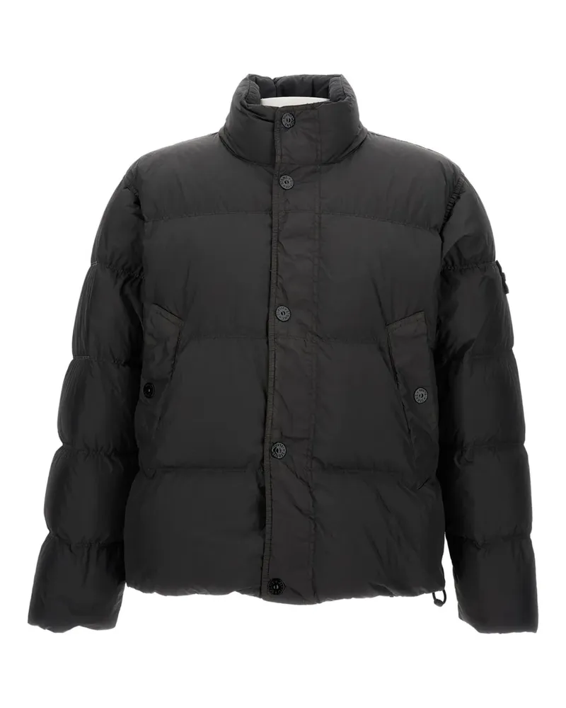 Stone Island Gefütterter Mantel mit Stehkragen - Schwarz Schwarz