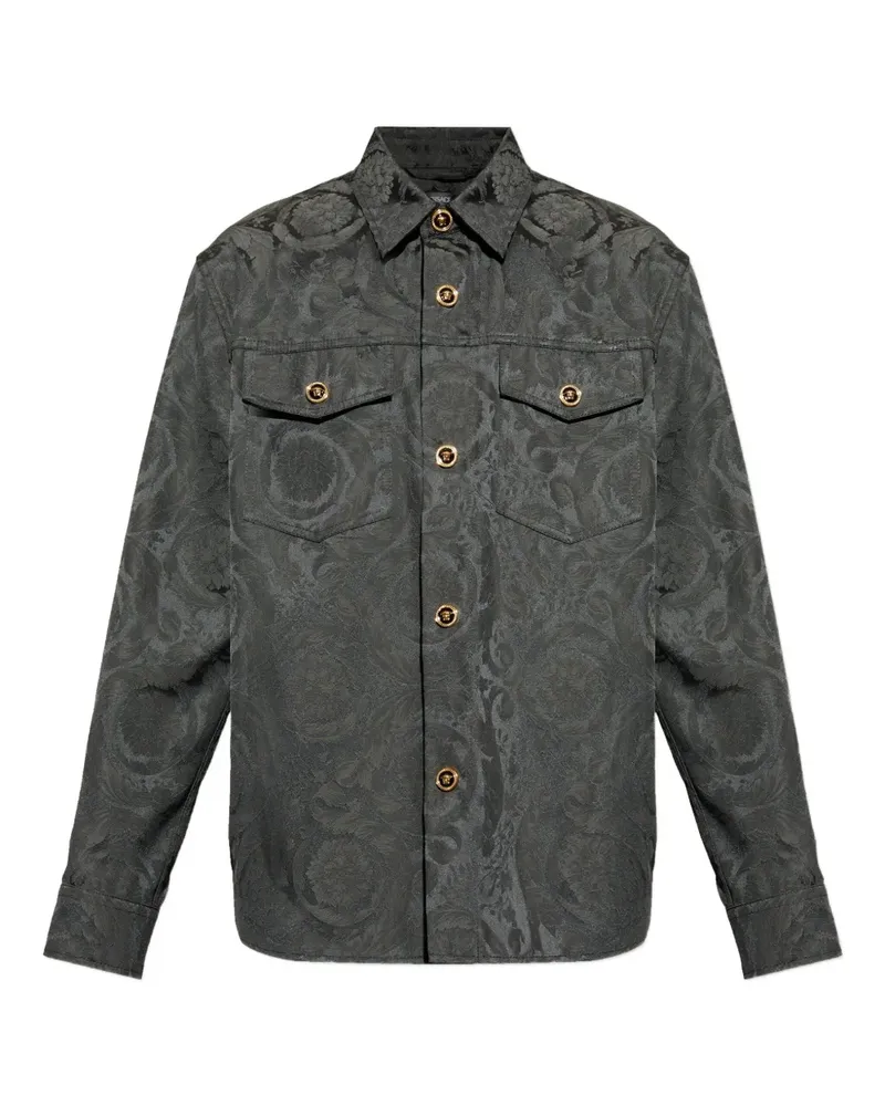 Versace Hemdjacke mit Barocco-Print - Grau Grau