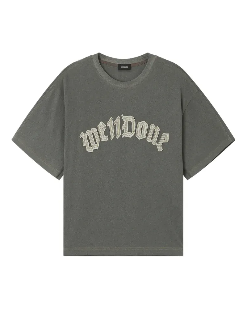 WE 11 DONE logo-appliqué patch-detail T-shirt - Grau Grau