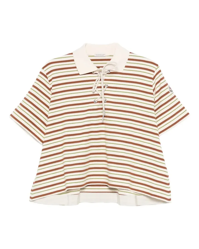 Moncler striped tie polo top - Nude Nude