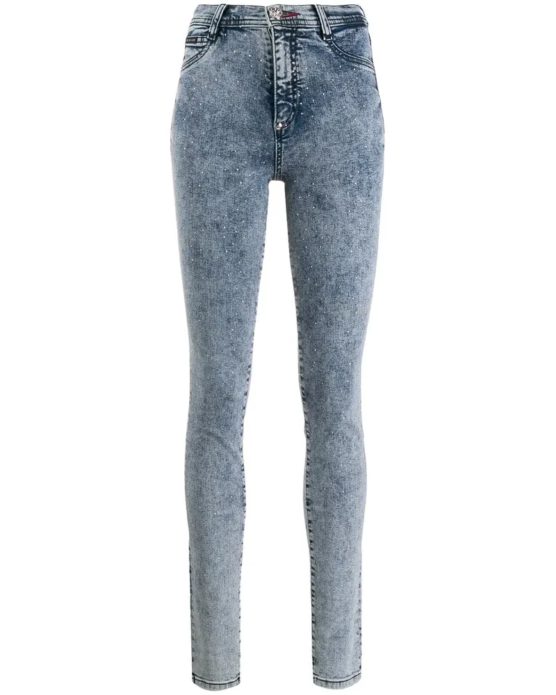 Philipp Plein Jeggings mit hohem Bund Blau