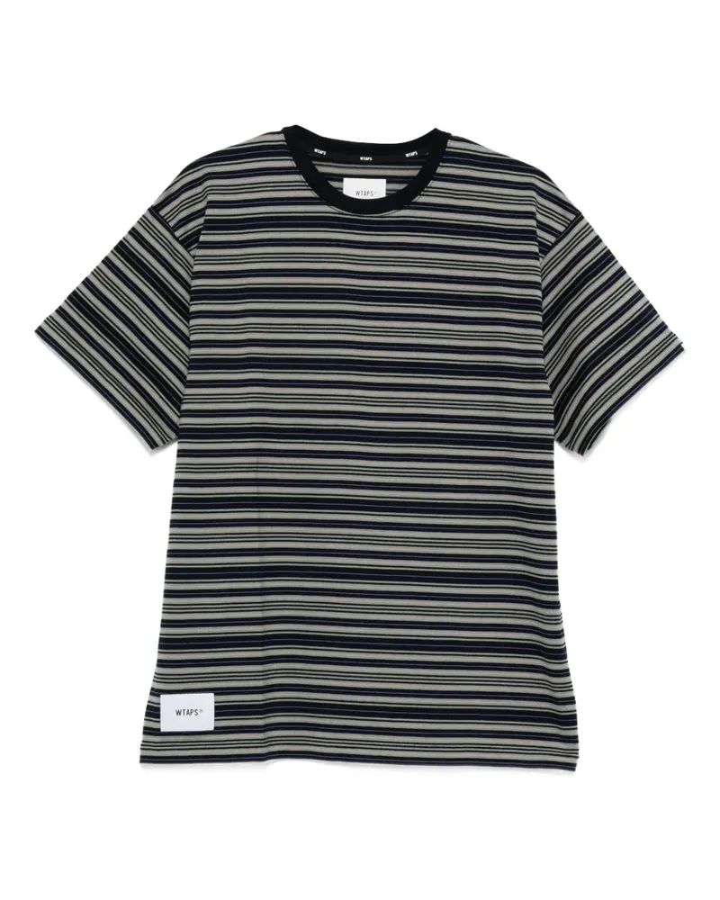 WTAPS Gestreiftes T-Shirt - Grau Grau