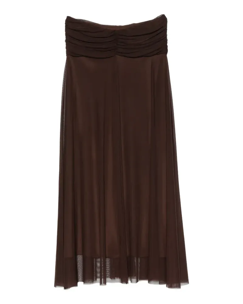 Twin-Set ruched-waist mesh skirt - Braun Braun